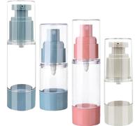 Healifty Juego de 4 Botellas de Viaje Reutilizables sin Aire de 30ml y 15ml, Portátiles para Aceites Esenciales y Cremas Dispensador Fácil para Uso Diario y Viajes Color Aleatorio