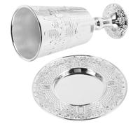 Healifty Juego De Copa De Shabat Platillo De Aleación De Zinc Reutilizable Copa De Kidush Tradicional para Ceremonias Judías Shabat y Festividades De Vino De Jerusalén