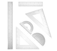 Healifty Juego de Reglas de Dibujo 6 Piezas Transparente Incluye Escuadra Transportador y Regla de Medición Material Plástico Duradero para Escuela Oficina y Diseño Arquitectónico