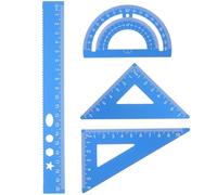 Healifty Juego de Reglas de Medición de Aluminio 20 CM Kit de Dibujo Profesional Regla Recta y Transportador Azul para Estudiantes y Dibujo Técnico Escolar