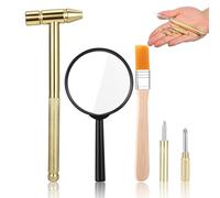 Healifty Kit de Excavación de Fósiles de Dinosaurios, Juego de Herramientas de Excavación para Niños con Martillo de Metal 5 en 1, Lupa Y Cepillo de Madera, Juguetes de Arqueológica para Proyectos