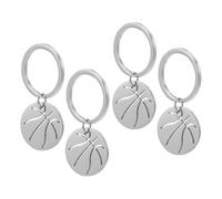 Healifty Llavero de Baloncesto Plata 4 Piezas Llavero Deportivo de Acero Inoxidable 5,3x2,8cm, para Llaves y Mochila, Recuerdo para Aficionados y Fiestas de Cumpleaños
