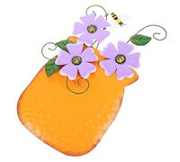 Healifty Maceta de Hierro Decorativa para Pared, Pintada a Mano en Color Naranja, Diseño Artesanal para Jardín y Balcón, Adorno Colgante Resistente para Decoración de Exteriores E