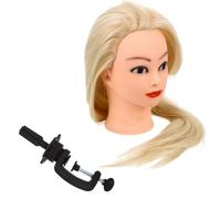 Healifty Maniquí Cabeza Entrenamiento Peluquería con Soporte Pelo Sintético Alta Temperatura para Práctica Trenzado y Peinados para Estilistas y Escuelas de Peluquería