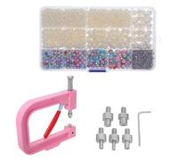 Healifty Máquina Manual para Colocar Perlas y Remaches Herramienta Prensadora de Plástico Resistente Kit Perlas Beige para Decorar Ropa Bolsos Zapatos y Accesorios de Moda