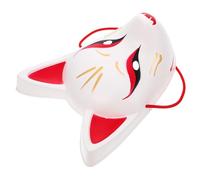 Healifty Máscara Japonesa Kabuki Kitsune de Pvc Color Marfil Diseño de Gato y Flor de Cerezo, 1 Pieza para Cosplay, Carnaval y Disfraces de Halloween Adultos