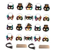 Healifty Máscaras para Rascar Halloween 28 Piezas DIY de Papel Arcoíris para Manualidades Infantiles, Suministros para Fiestas y Juegos Creativos de Disfraces