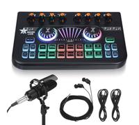 Healifty Mezclador de Audio Portátil, Tarjeta de Sonido para Micrófono, Kit X3-bm700 X3, Metal y Plástico, Negro, para Karaoke y Gaming