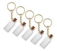 Healifty Mini Botellas de Vidrio con Corcho 5 Ml, Pack de 5 Frascos Transparentes con Llavero Metálico, Recipientes Decorativos para Manualidades Diy, Regalos de Boda, Fiestas y Decoración