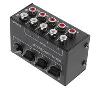 Healifty Mini Mezclador de Audio de 4 Canales Estéreo Pasivo sin Alimentación, Portátil Ruido, Carcasa de Hierro y Abs para Mezcla Profesional