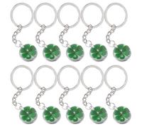 Healifty Pack de 10 Llaveros de Trébol Día de San Patricio, Amuletos Suerte Portátiles de Metal y Cristal, Accesorios Decorativos para Bolso Estilo Irlandés