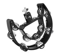 Healifty Pandereta de Metal Negra para Adultos Doble Hilera de Cascabeles, Cómoda para Sostener Cumpleaños y Día del Niño