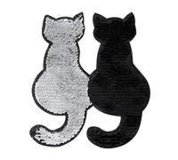 Healifty - Parches de hierro para coser o coser para ropa, lentejuelas brillantes, parche de lentejuelas bordado, diseño DIY, bordado, artesanía (negro), Negro , Mittel