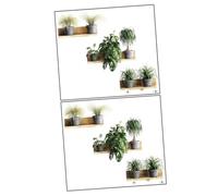Healifty Pegatinas de Pared Verdes 3D Diseño de Macetas y Estantes Falsos Adhesivas y Despegables Tamaño 70X255 CM 2 Piezas para Decoración de Sala Dormitorio y Oficina