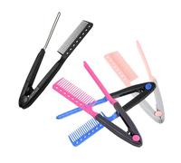 Healifty Peine Alisador de Cabello Plegable en Forma de V Set de 4 Unidades en Colores Rosa Azul Fucsia y Negro Herramienta Portátil para Peinar y Desenredar Adecuado para Cuidado y