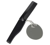 Healifty Peine Barba Plegable Pequeño con Espejo Oval Portátil Diseño Compacto y Resistente para Viaje y Uso Diario Accesorio Multifuncional para Cuidado Masculino