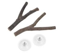 Healifty Percha Portátil para Pájaros 2 Piezas 15 Cm con Ventosa Fuerte Soporte de Madera Natural para Loros, Cotorras y Pájaros Pequeños Uso en Ventana Ducha Viajes