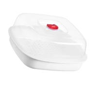 Healifty Placa de Cocción al Vapor para Microondas Tapa y Orificios de Ventilación, Soporte para Cocinar al Vapor Verduras y Pescado, Apto para Calentar en Microondas y Almacenar en