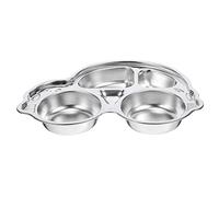 Healifty Plato Dividido Infantil Inoxidable 304 Plato de Comida Dibujos Animados Antideslizante Diseño Apilable para Niños Uso Diario 3 Compartimentos