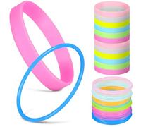 Healifty Pulseras de Silicona Que Brillan Oscuridad, 48 Piezas Mixtas (24 Anchas 24 Redondas), Colores Variados, Pulseras Luminosas Noctilucentes para Fiestas, Eventos y Uso Decorativo