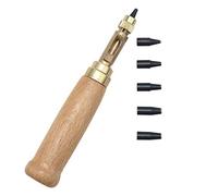 Healifty Punzón De Tornillo Ajustable Sacabocados Para Cuero Y Cinturones Con 6 Puntas De 1.50 2.00 2.50 3.00 3.50 Y 4.00 mm Mango De Madera Para Manualidades Encuadernación Y Papel