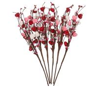 Healifty Ramas Artificiales de Bayas en Forma de Corazón para San Valentín 6 Piezas Tallos Flexibles y Decorativos Adecuado para Arreglos Centros de Mesa y Decoración del Hogar