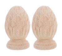 Healifty Remate de Poste de Escalera Piña de Madera sin Terminar 8X12 CM 2 Piezas Tapas Talladas a Mano para Bricolaje Decoración Europea para Muebles y Columnas