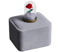 Healifty Rosa Preservada Decorativa bajo Cúpula de Cristal con Base de Terciopelo, Tamaño Compacto, Adorno Floral para Decoración de Escritorio y Obsequio Romántico Día de San Valentín