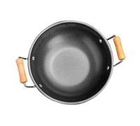 Healifty Sartén Wok Antiadherente de Inoxidable con Doble Asa Olla Pequeña para Cocina Doméstica Compatible con Placa de Inducción Olla Multiusos para Guisos y Ramen