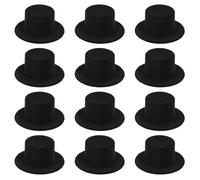 Healifty Sombreros Negros Diseño Elegante y Clásico 12 Mini de Terciopelo Ideales para Manualidades Creativas para Muñecas y Adornos en Habitaciones Infantiles