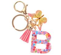 Healifty Tassel Butterflies Keychain Letter Keychain Carta Pendiente para Women Willet Butes mochila