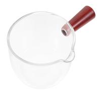 Healifty Taza de Medición de Vidrio Borosilicato con Mango de Madera y Jarra de Leche para Hogar y Cafeterías