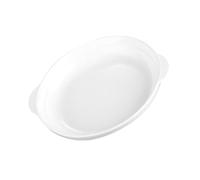 Healifty Tazón de Cerámica Blanca con Doble Asidero Plato para Sopa y Horneado para Servir Huevos al Vapor y para Uso Hogar y