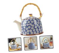 Healifty Tetera de Cerámica Japonesa con Asa Colador Integrado Capacidad Grande Color Azul Ciruela Jarra de Té para Hogar y Oficina Teteras Decorativas y Funcionales