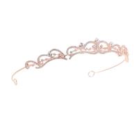 Healifty Tiara Nupcial de Corona Hueca Gemas de Imitación Diadema para Mujer Color Rosa Dorado Accesorios Cabello de Boda Adecuado para Novias y Damas de Honor Celebraciones Obsequios