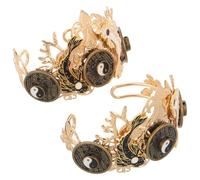 Healifty Tocado Tradicional Chino Taiji Diseño de Monedas de Cobre Horquilla Cabello de Aleación Estilo Hanfu Unisex 2 Piezas Accesorios para Meditación y Uso Diario