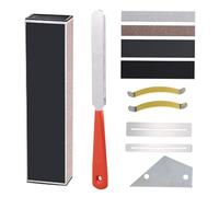 Healifty Viga Niveladora de Trastes Regla de Nivelación para Guitarra de Acero Inoxidable y Plástico, Plata, Lima de Coronación, Protector de Diapasón y Lija, para Luthier y Guitarrista