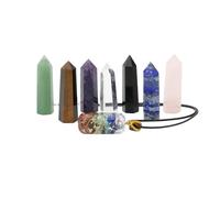 Healing Crystal Wands, Crystal Towers, Orgone 7 Chakra Necklace with Premium Gift Box, 7 Chakra Crystals and Healing Stones Set, Crystals for Beginners Kit, Wiccan Crystals