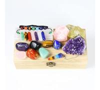 Healing Crystals and Stones Kit in Box, Chakra Crystal Set, Amethyst Crystal, Rose Quartz, Citrine, Selenite Wands, Red Jasper, Tiger's Eye Stones, Obsidian, Aventurine, Lapis Lazuli, Pendulum