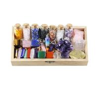 Healing Crystals and Stones Kit in Box, Chakra Crystal Set, Amethyst, Rose Quartz, Citrine, Clear Quartz Crystal, Aventurine, Tiger's Eye Stones, Red Jasper, Lapis Lazuli, Pendulum,Necklace