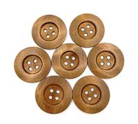 HEALLILY 10 Piezas 50MM Botones de Madera Redondos Botones de 4 Agujeros para Abrigo Chaqueta Accesorio de Costura Café