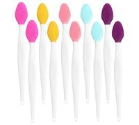HEALLILY 10 Unids Silicona Exfoliante Cepillo de Labios Mango Largo Seco Exfoliador Labio Limpieza Brocha Facial Desprutamiento Facial Limpieza Aplicador Herramienta para Suministros