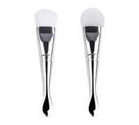 HEALLILY 2 Piezas Cepillo para Mascarilla Facial Cuchara, Silicona y Cerdas Suaves, Plata, 2 Puntas, para Mascarilla y Productos de Cuidado Piel, Uso en Casa y Viaje