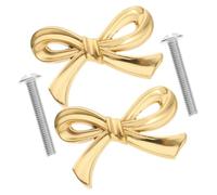 HEALLILY 2 Pomos de Latón Dorado Tiradores Decorativos Diseño de Lazo para Muebles Fáciles de Usar para Cajones y Armarios en Muebles Modernos y Delicados