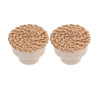 HEALLILY 2 Pomos de Madera para Tocador y Armario de Ratán, Tiradores Prácticos y Creativos para Muebles de Oficina y Sala, Estilo Vintage y Moderno