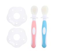 HEALLILY 2 Sets Baby Toothbrush Silicona Mateefer Cepillos de Dientes Entrenamiento Extra Cepillos de Dientes Cepillos de Dientes Juguetes Niños Limpiador Oral para Niñeras Azul Pink