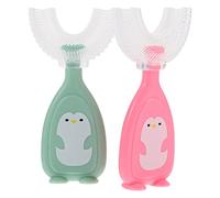 HEALLILY 2 Unids en Forma de U Niños Cepillo de Dientes Cepillo de Dientes Transporte de Cepillo de Dientes Cuidado de La Cepillo de Dientes Agarre Fácil para Niños 2-6 Años