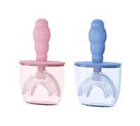 HEALLILY 2 Unids Niños Manos de Mano Cepillo de Dientes en Forma de U- Cepillo de Dientes de Silicona en Forma de Silicona Blanqueamiento de Niños a Prueba de Agua Cepillo de Dientes para