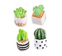 HEALLILY 4 mini cactus artificiales con macetas, plantas en maceta de cactus sintético para decoración de interiores, hogar, oficina, diseño de bonsái realista, compacto, fácil de usar, potenciador de
