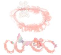 HEALLILY 5 Gomas Elásticas para Niñas Diseño de Alas y Flor, Resistentes y Elásticas, Paquete de 5 Unidades en Color Rosa para Uso Diario